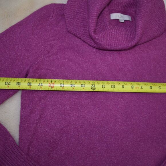Loft Purple Turtleneck Sweater Wool Blend Tunic Sz Medium Slouchy High Neck Top - Picture 7 of 14